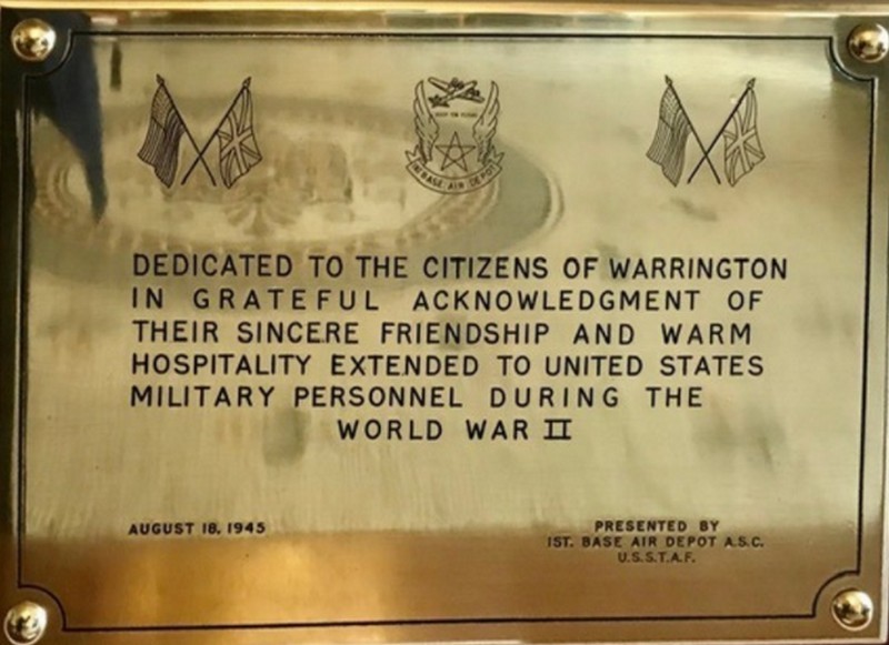 burtonwood united states plaque in 1945